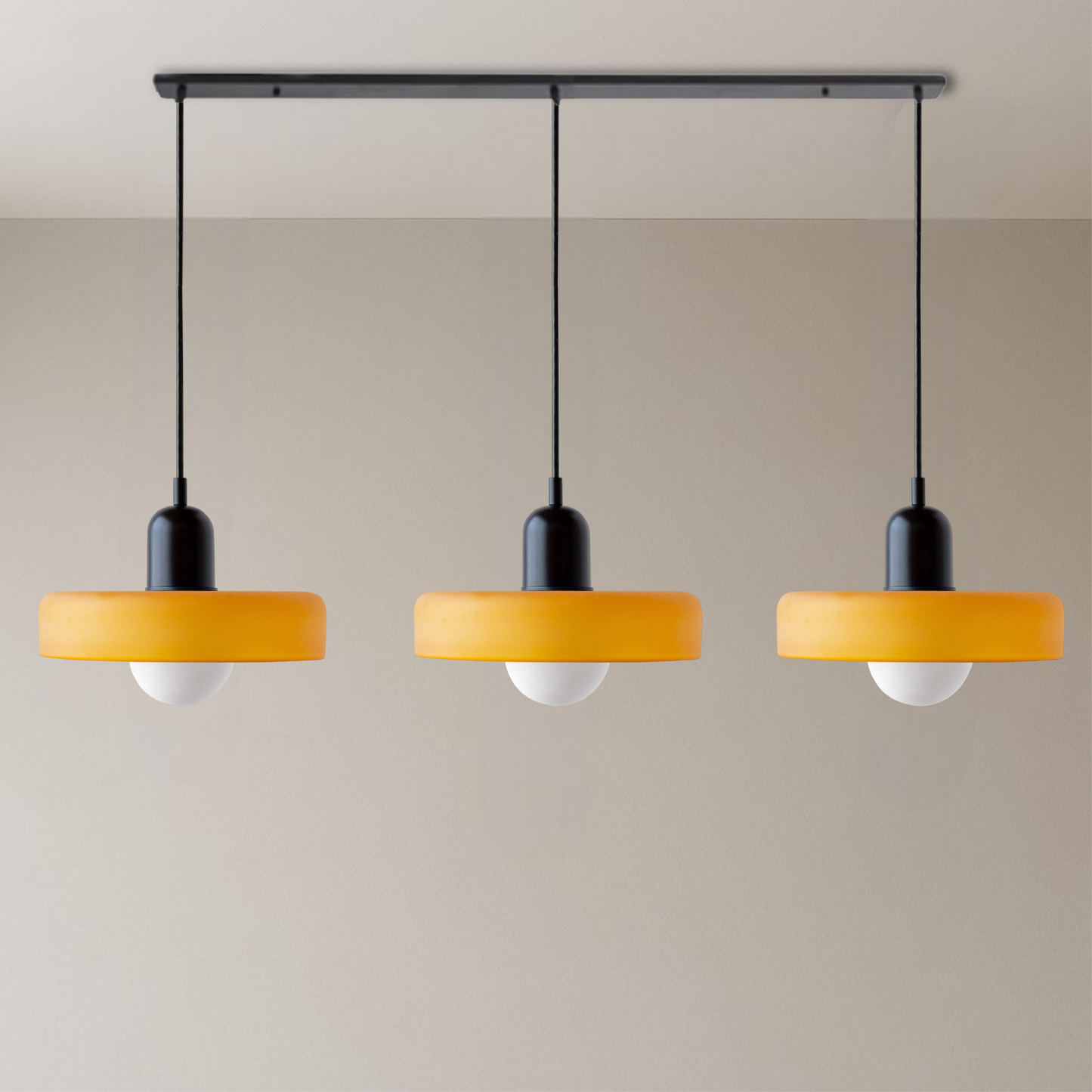 3-Head Bauhaus Colored Glass Pendant Light