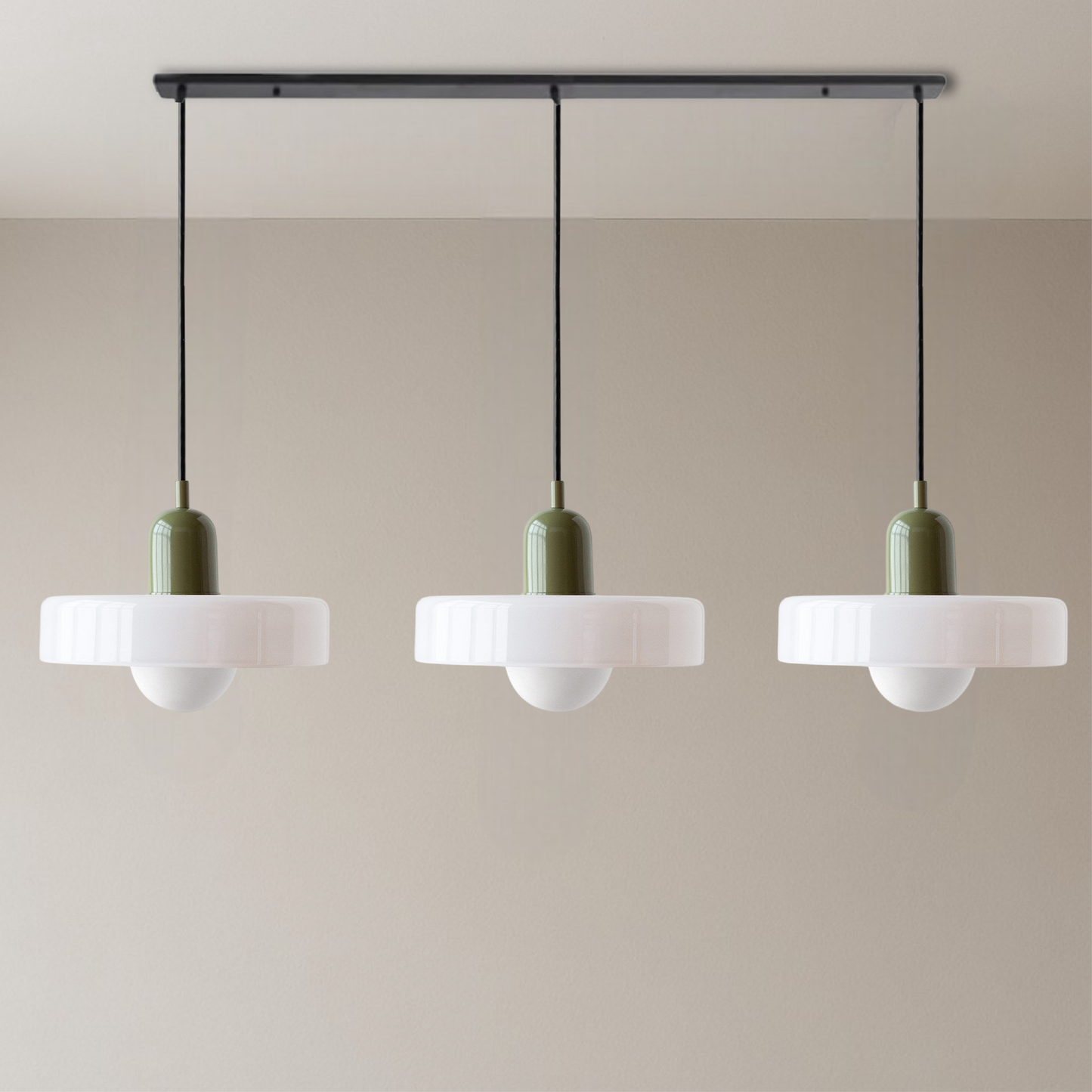 3-Head Bauhaus Colored Glass Pendant Light