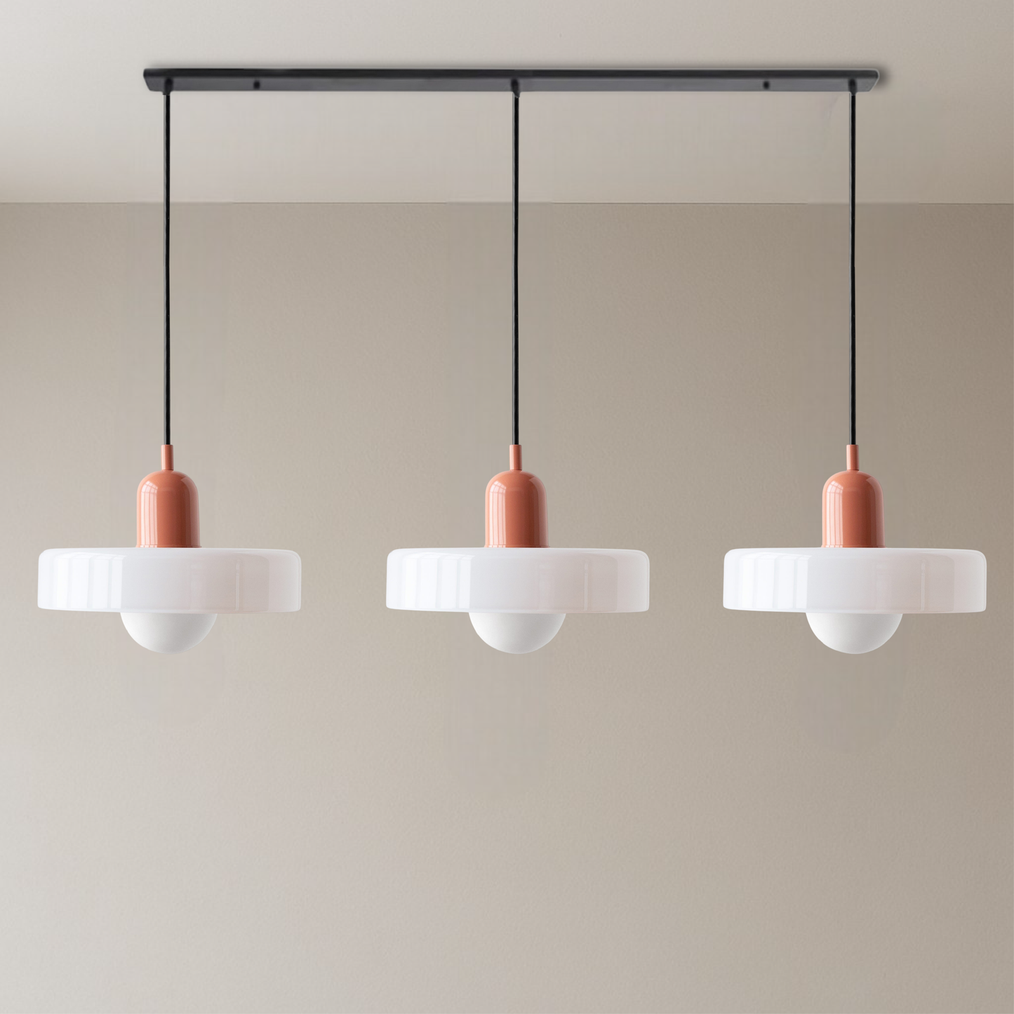 3-Head Bauhaus Colored Glass Pendant Light