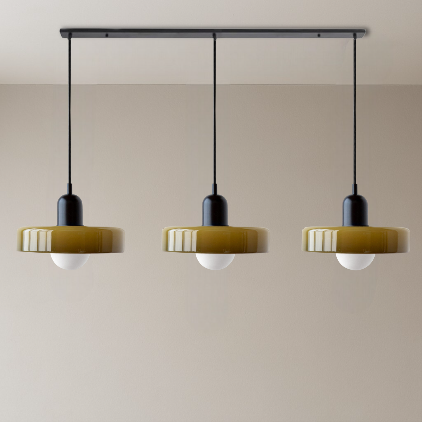 3-Head Bauhaus Colored Glass Pendant Light