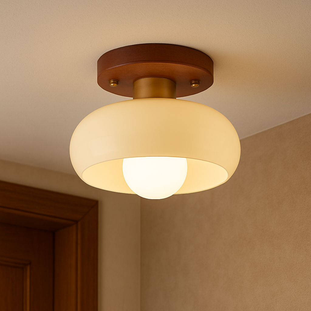 Wooden Cream Ceiling Light
