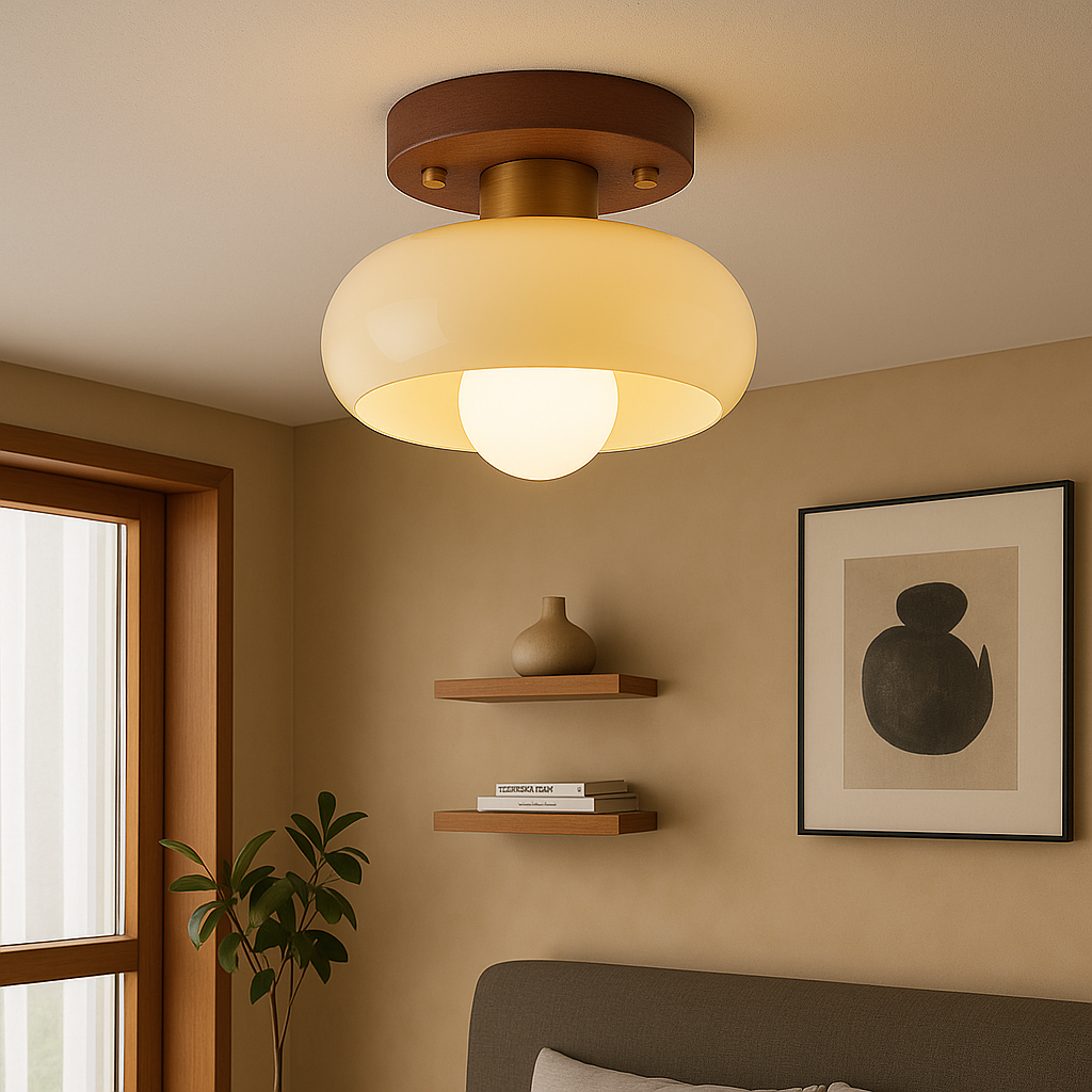 Wooden Cream Ceiling Light