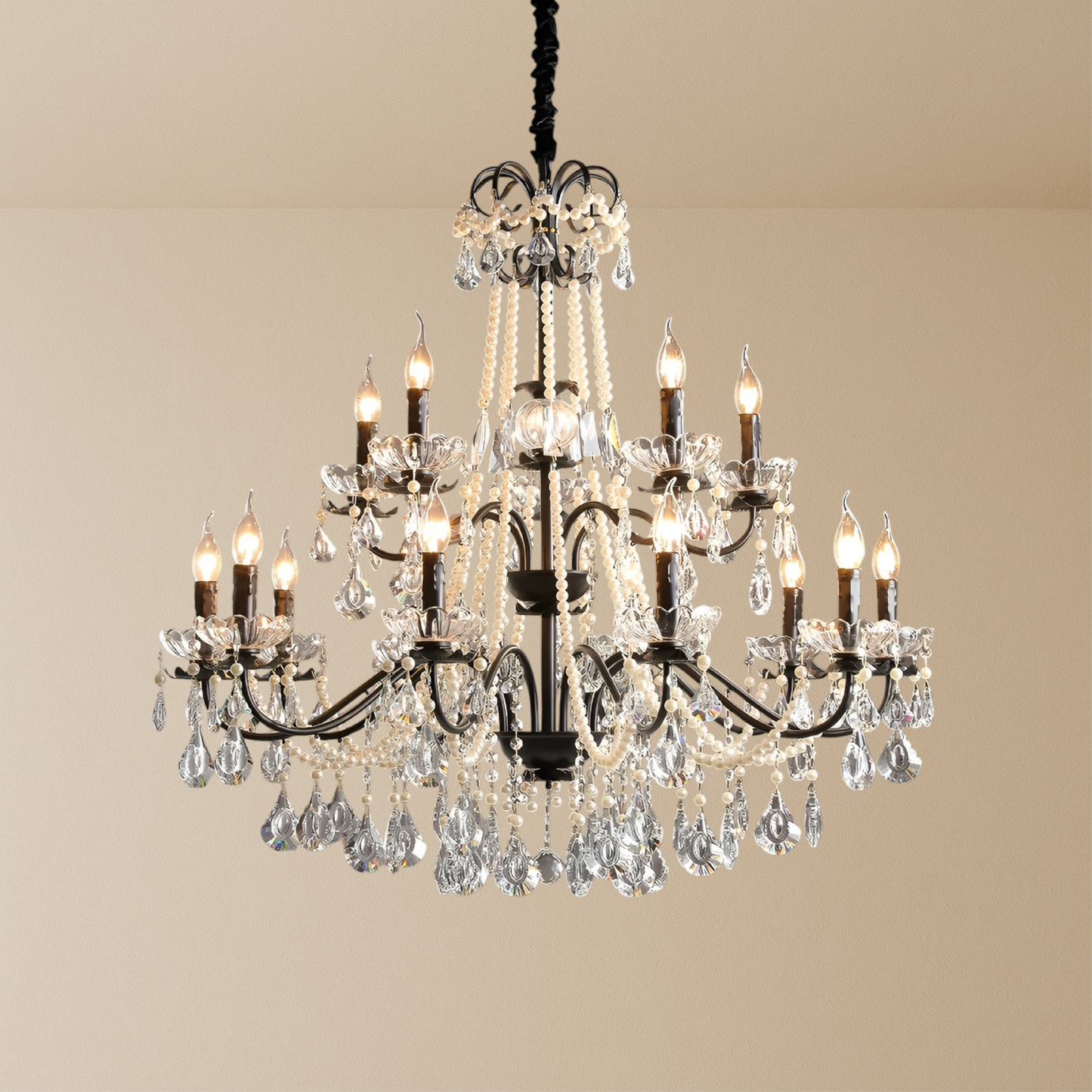 Black Crystal French Chandelier