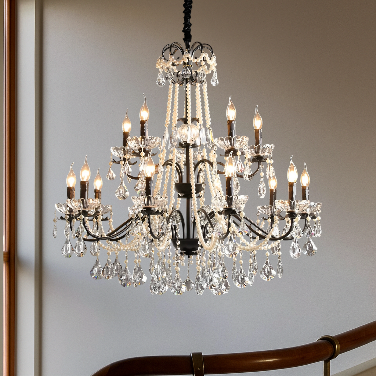Black Crystal French Chandelier