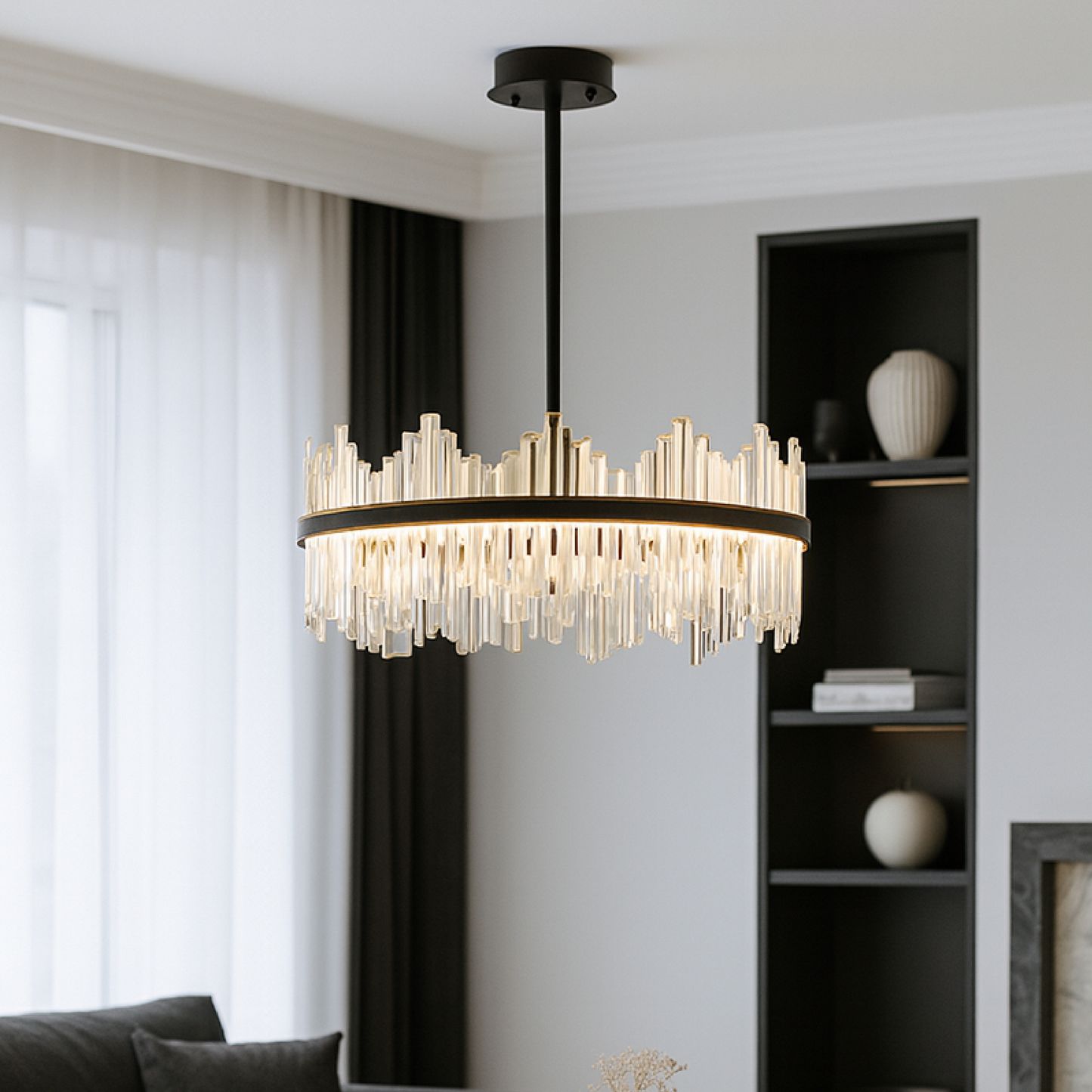 Terri Crystal Black Chandelier