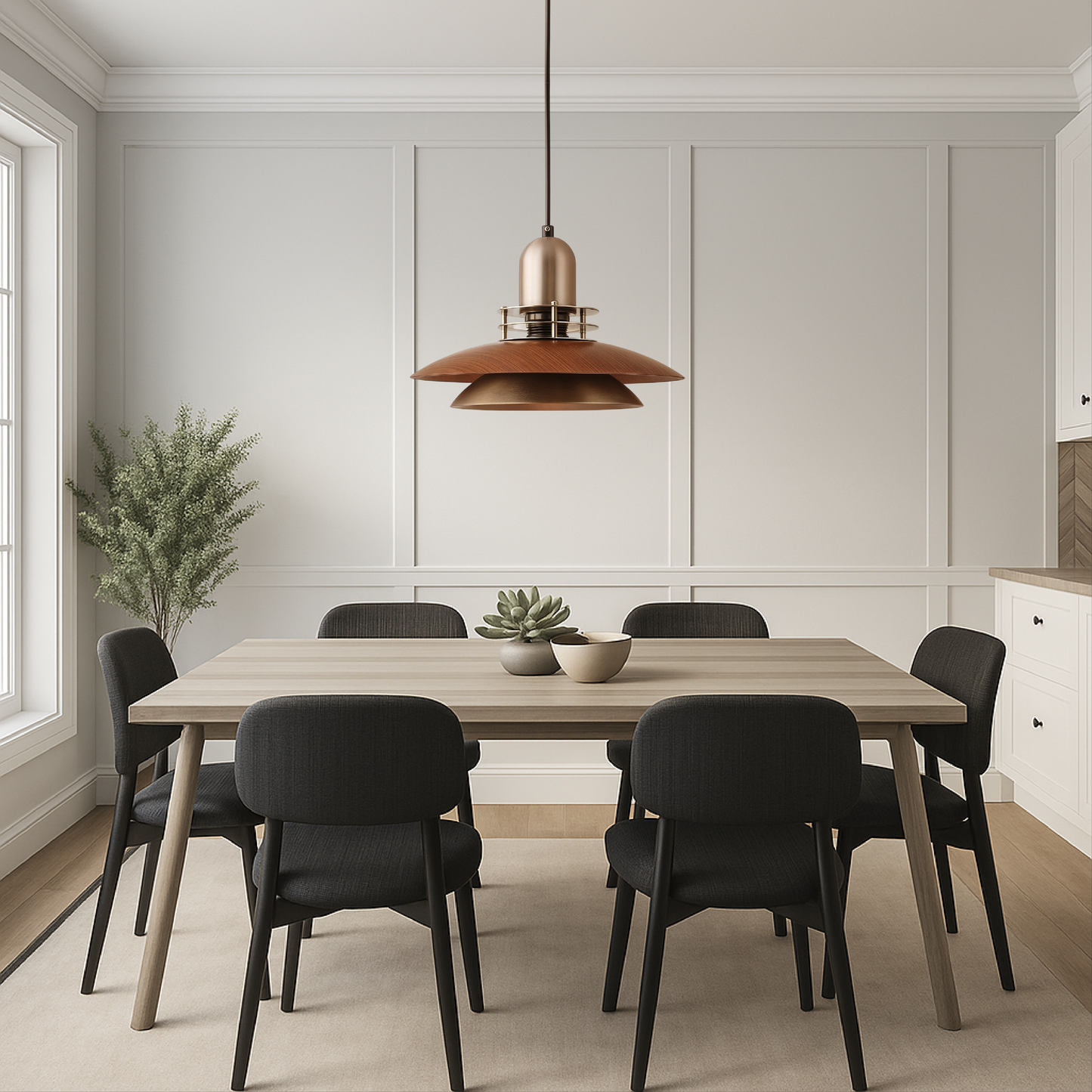 Walnut Wood Layer Pendant Light